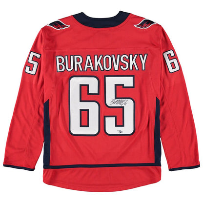 W.Capitals #65 Andre Burakovsky Fanatics Authentic Autograph Jersey  Red Stitched American Hockey Jerseys - Main View