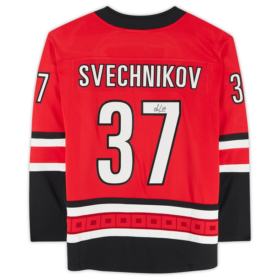 C.Hurricanes #37 Andrei Svechnikov Fanatics Authentic Autographed Fanatics Breakaway Jersey Red Stitched American Hockey Jerseys - Main View
