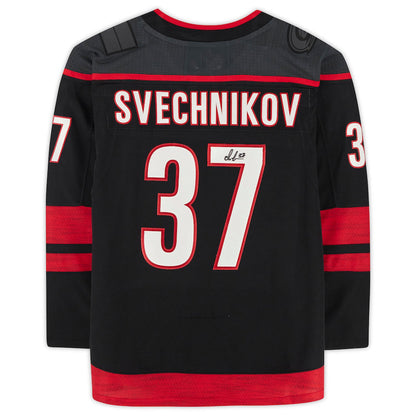 C.Hurricanes #37 Andrei Svechnikov Fanatics Authentic Autographed Jersey Black Stitched American Hockey Jerseys - Main View