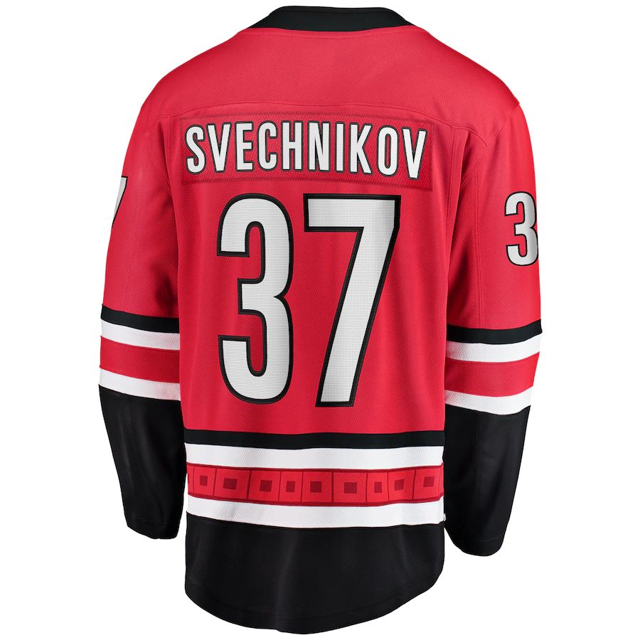 C.Hurricanes #37 Andrei Svechnikov Hurricanes Fanatics Branded Home Premier Breakaway Player Jersey Red Stitched American Hockey Jerseys - Main View