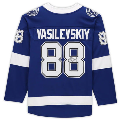 TB.Lightning #88 Andrei Vasilevskiy Fanatics Authentic Autographed Breakaway Jersey Blue Stitched American Hockey Jerseys - Main View