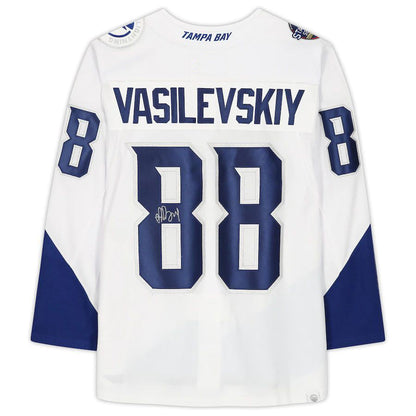 TB.Lightning #88 Andrei Vasilevskiy Fanatics Authentic Autographed 2022 Stadium Series Jersey White Stitched American Hockey Jerseys - Main View