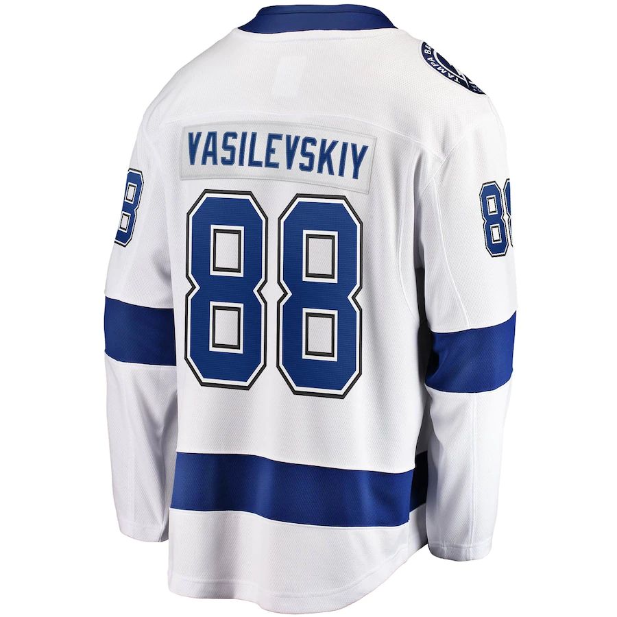 TB.Lightning #88 Andrei Vasilevskiy Fanatics Branded Away Premier Breakaway Player Jersey White Stitched American Hockey Jerseys - Main View