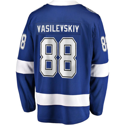 TB.Lightning #88 Andrei Vasilevskiy Fanatics Branded Home 2022 Stanley Cup Final Breakaway Player Jersey  Blue Stitched American Hockey Jerseys - Main View