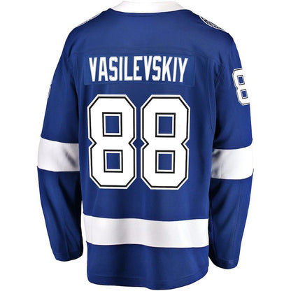 TB.Lightning #88 Andrei Vasilevskiy Fanatics Branded Home Premier Breakaway Player Jersey Blue Stitched American Hockey Jerseys - Main View