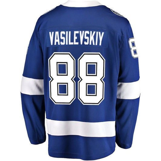TB.Lightning #88 Andrei Vasilevskiy Fanatics Branded Home Premier Breakaway Player Jersey Blue Stitched American Hockey Jerseys - Main View