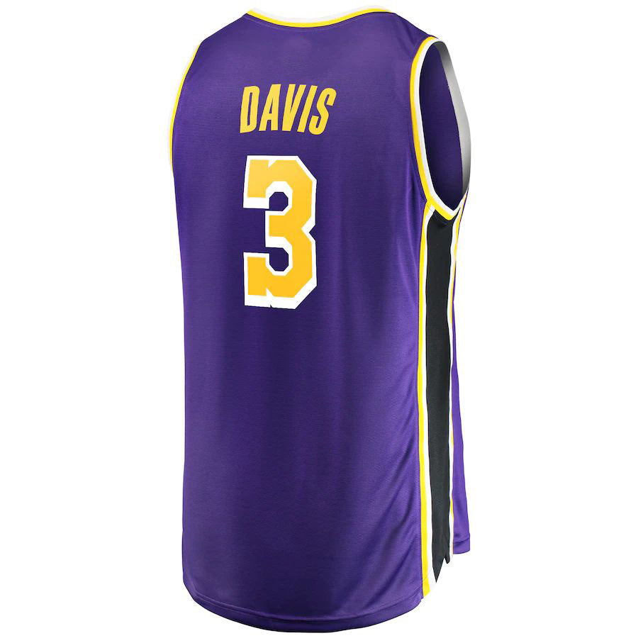 LA.Lakers #3 Anthony Davis Fanatics Branded 2020-21 Fast Break Replica Jersey Association Edition Purple Stitched American Basketball Jersey - Main View