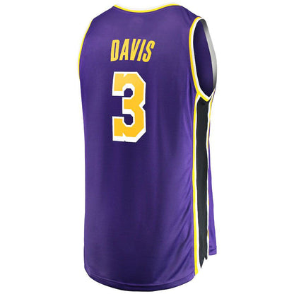 LA.Lakers #3 Anthony Davis Fanatics Branded 2020-21 Fast Break Replica Jersey Association Edition Purple Stitched American Basketball Jersey - Main View