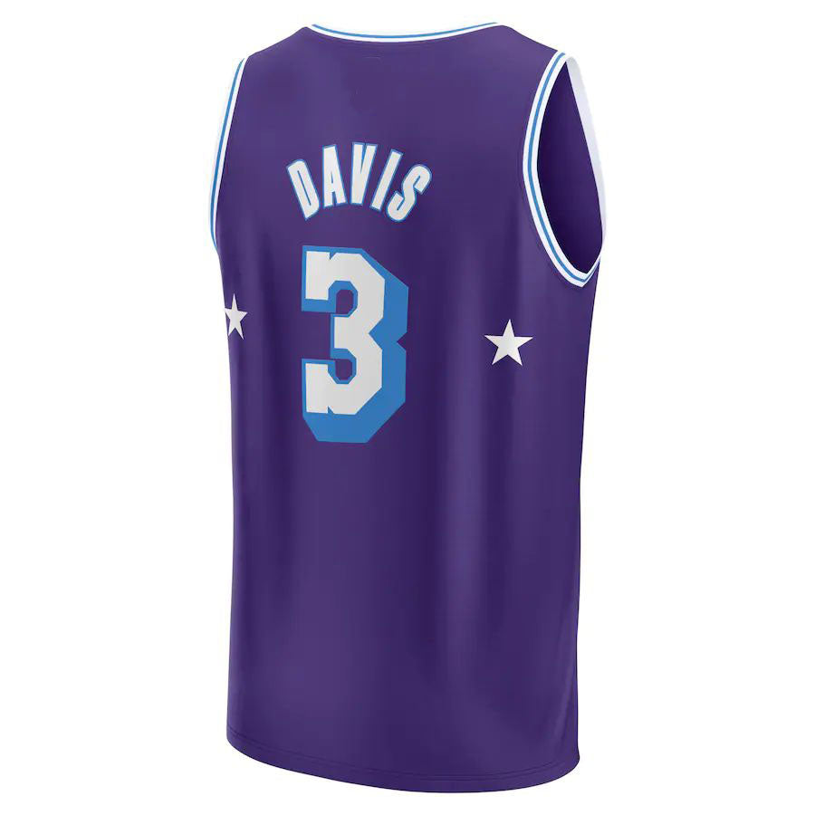 LA.Lakers #3 Anthony Davis Fanatics Branded 2021-22 Fast Break Replica Jersey City Edition Purple Stitched American Basketball Jersey - Main View