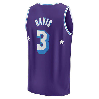 LA.Lakers #3 Anthony Davis Fanatics Branded 2021-22 Fast Break Replica Jersey City Edition Purple Stitched American Basketball Jersey - Main View