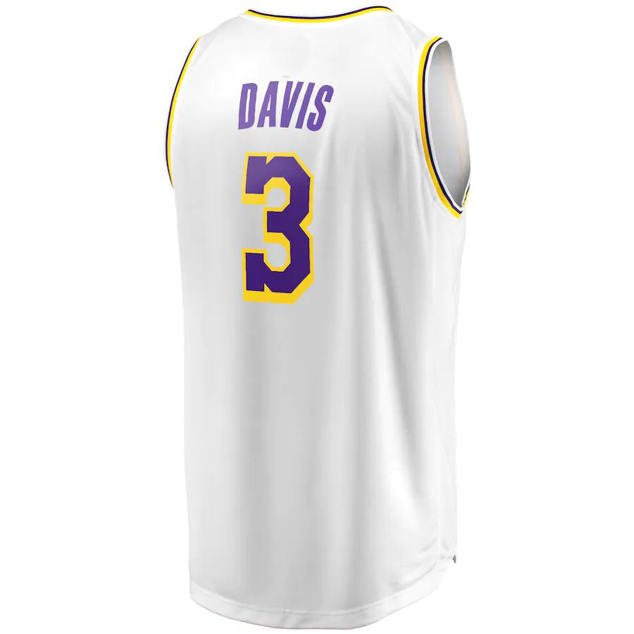 LA.Lakers #3 Anthony Davis Fanatics Branded Fast Break Player Replica Jersey Association Edition White Stitched American Basketball Jersey - Main View