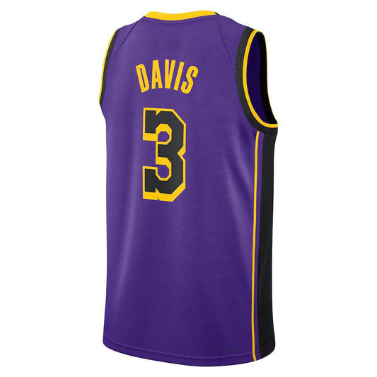 LA.Lakers #3 Anthony Davis Jordan Brand 2022-23 Statement Edition Swingman Jersey Purple Stitched American Basketball Jersey - Main View