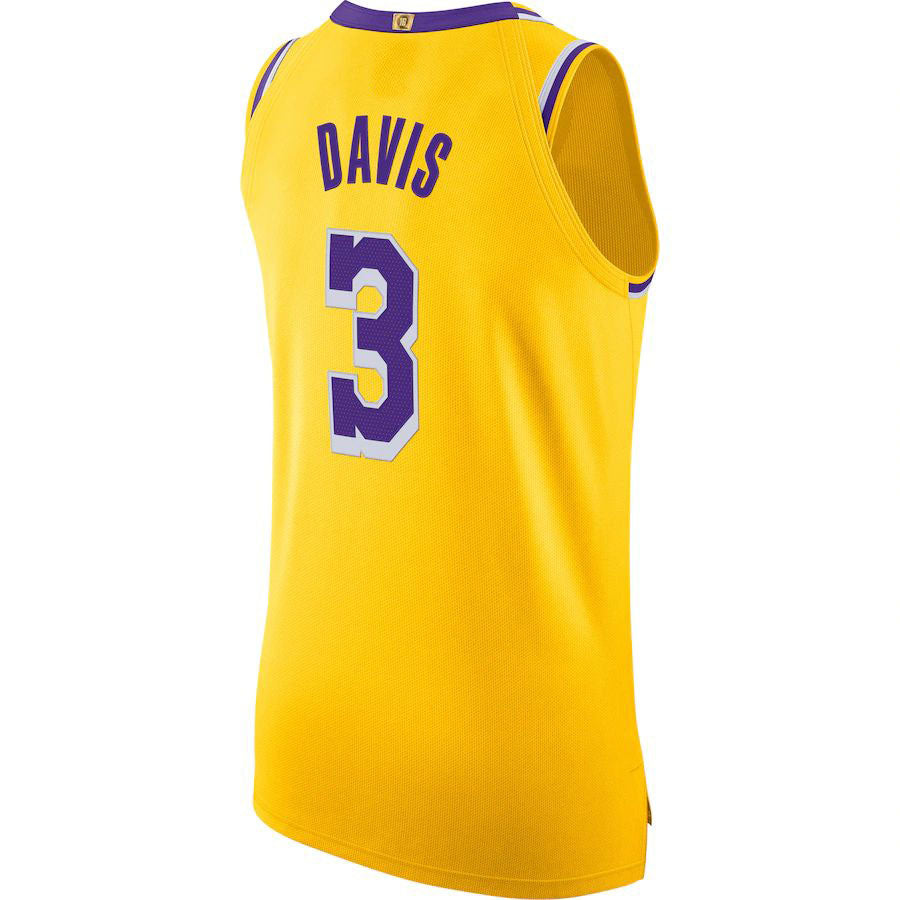 LA.Lakers #3 Anthony Davis 2020-21 Authentic Jersey  Gold Stitched American Basketball Jersey - Main View