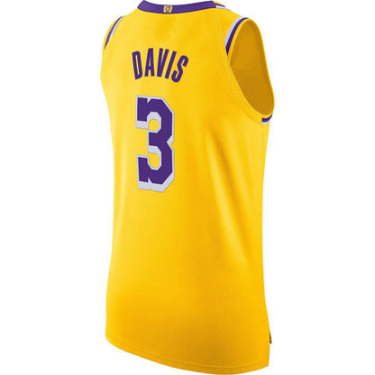 LA.Lakers #3 Anthony Davis 2020-21 Authentic Jersey  Gold Stitched American Basketball Jersey - Main View