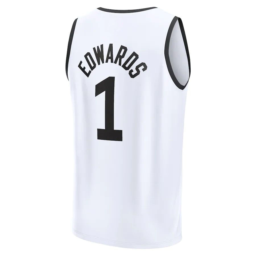 M.Timberwolves #1 Anthony Edwards Fanatics Branded 2022-23 Fastbreak Jersey City Edition White Stitched American Basketball Jersey - Main View