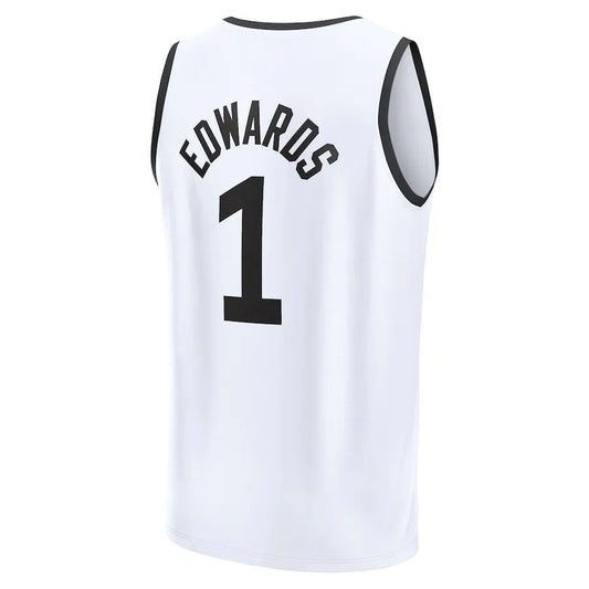 M.Timberwolves #1 Anthony Edwards Fanatics Branded 2022-23 Fastbreak Jersey City Edition White Stitched American Basketball Jersey - Main View