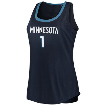 M.Timberwolves #1 Anthony Edwards Fanatics Branded Women's 2021-22 Fast Break Tank Jersey Icon Edition Navy Stitched American Basketball Jersey - Main View