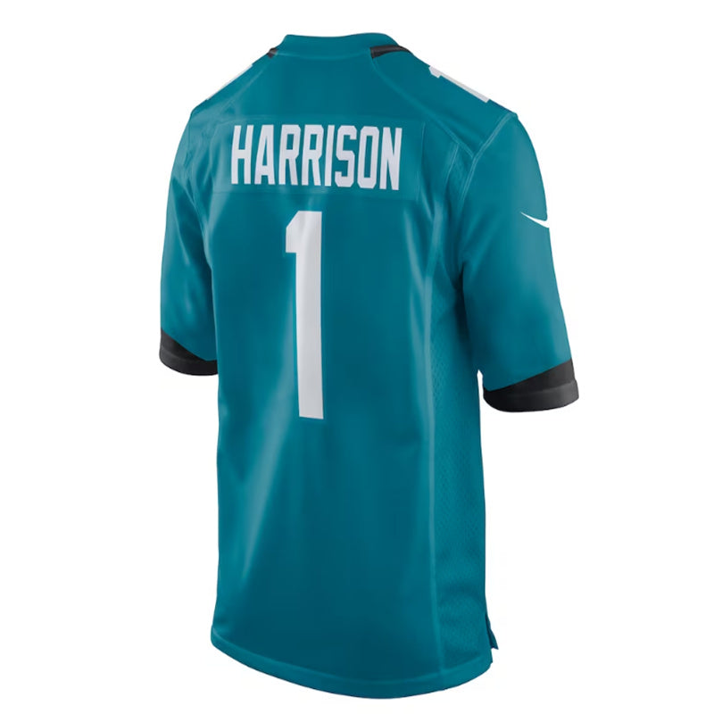 J.Jaguars #1 Anton Harrison 2023 Draft First Round Pick Game Jersey - Teal Stitched American Football Jerseys - Main View