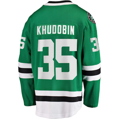 D.Stars #35 Anton Khudobin Fanatics Branded Breakaway Player Jersey Kelly Green Stitched American Hockey Jerseys - Main View