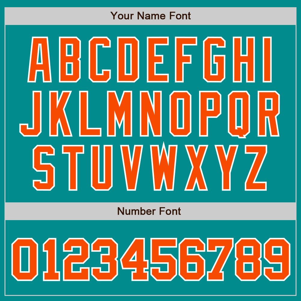 Custom Aqua Orange-White Authentic Baseball Jersey view 5