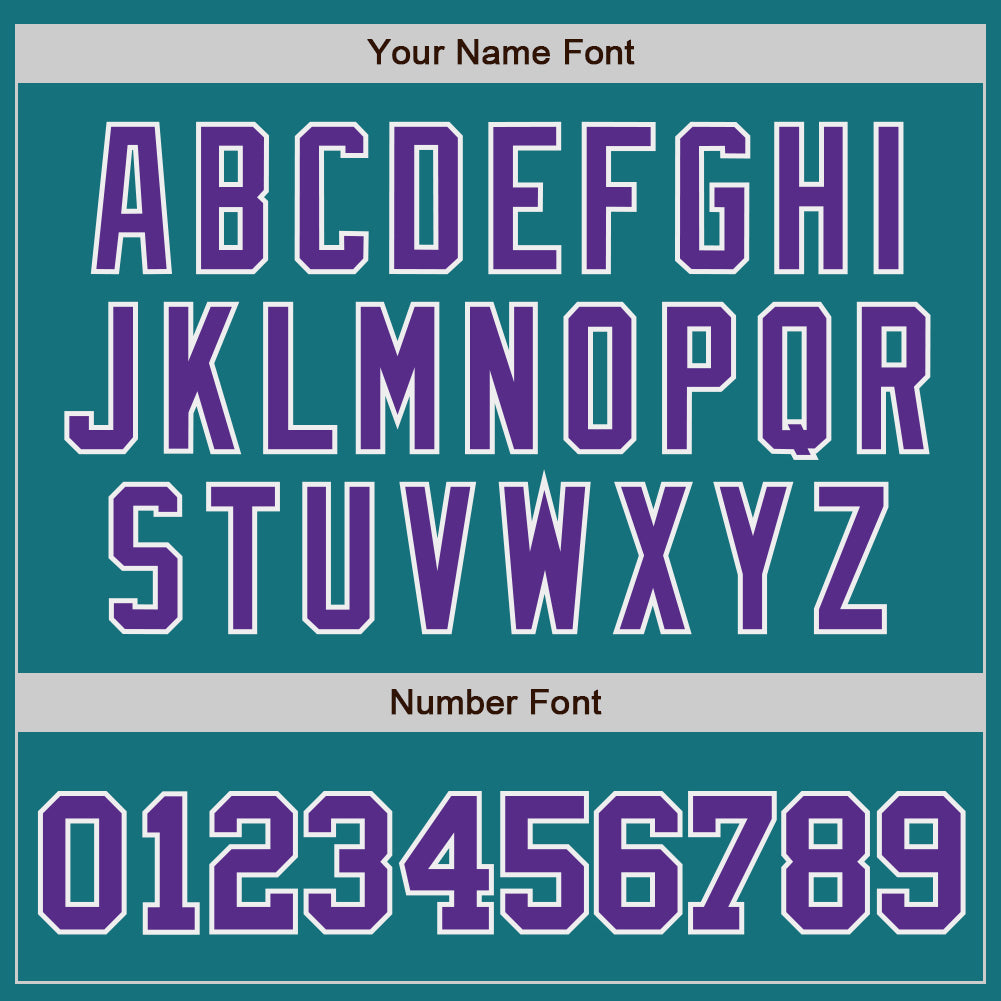 Custom Teal Purple-White Authentic Baseball Jersey view 5