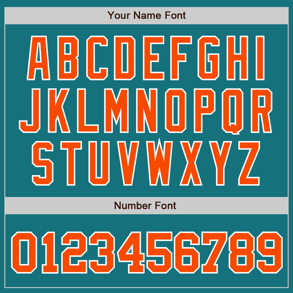Custom Teal Orange-White Authentic Baseball Jersey view 5