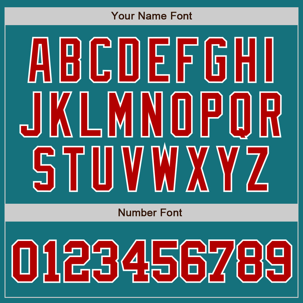Custom Teal Red-White Authentic Baseball Jersey view 5