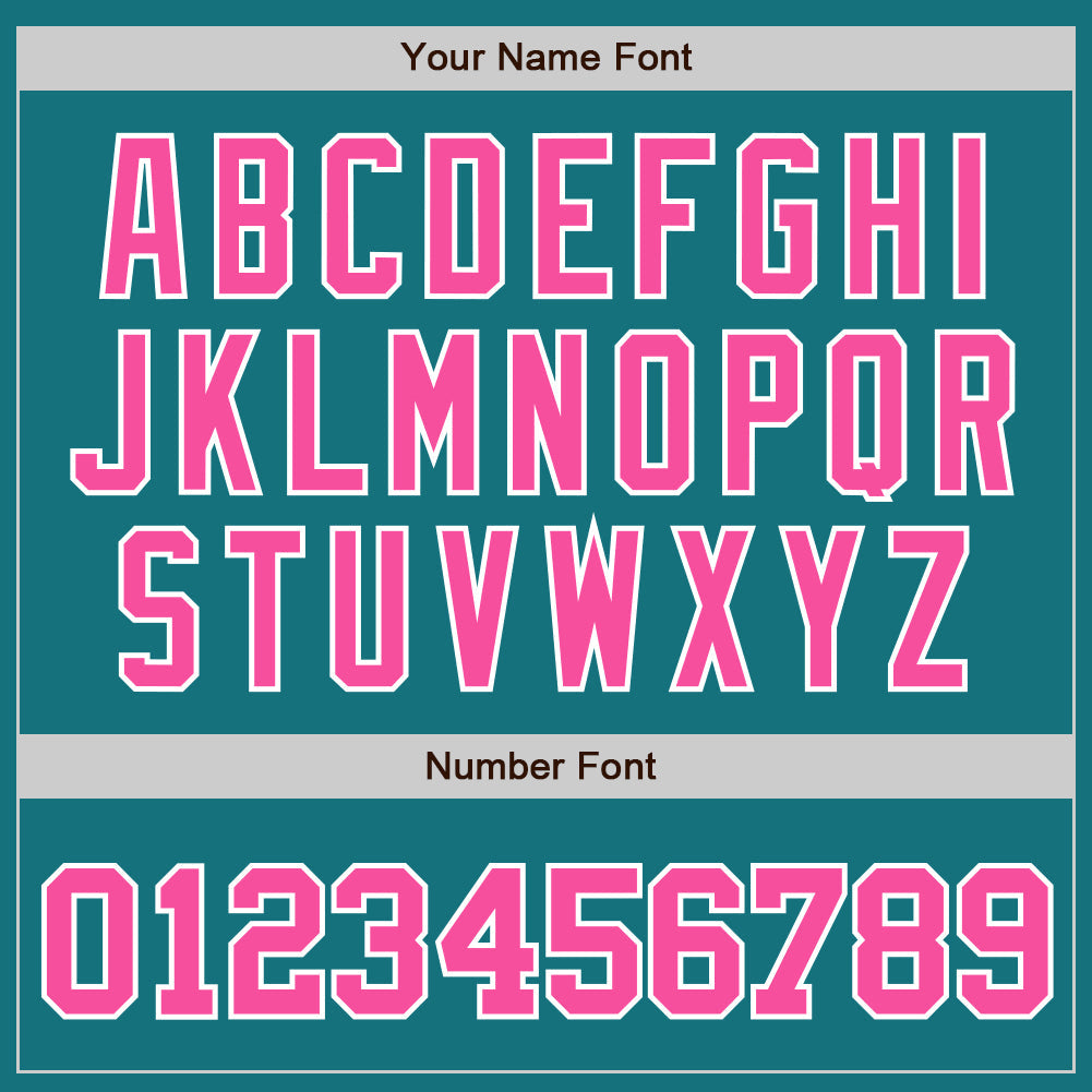 Custom Teal Pink-White Authentic Baseball Jersey view 5