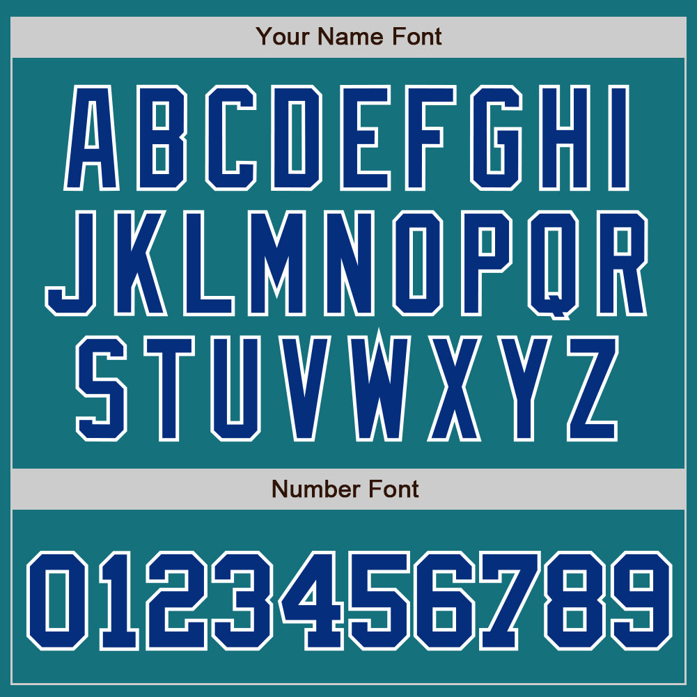 Custom Teal Royal-White Authentic Baseball Jersey view 5