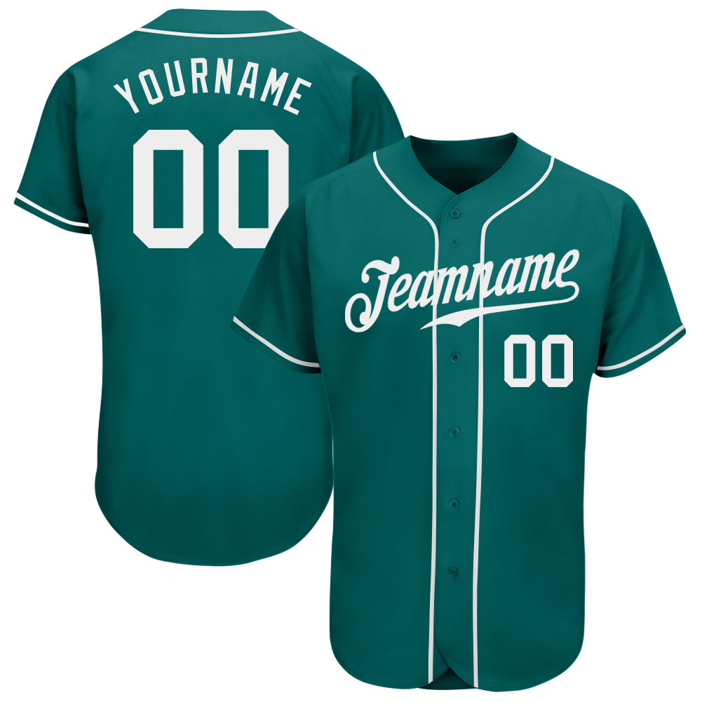 Custom Teal White Authentic Baseball Jersey - Main View