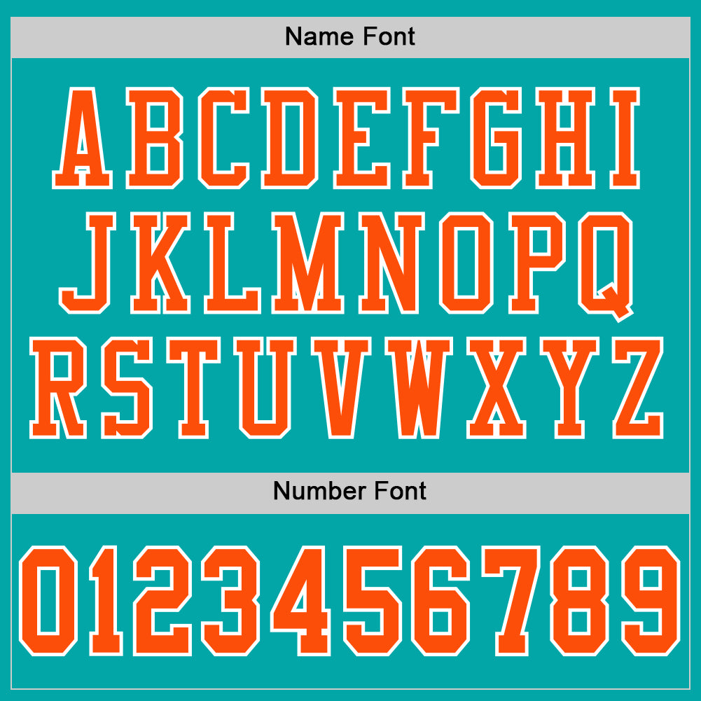 Custom Aqua Orange-White Mesh Authentic Football Jersey view 4