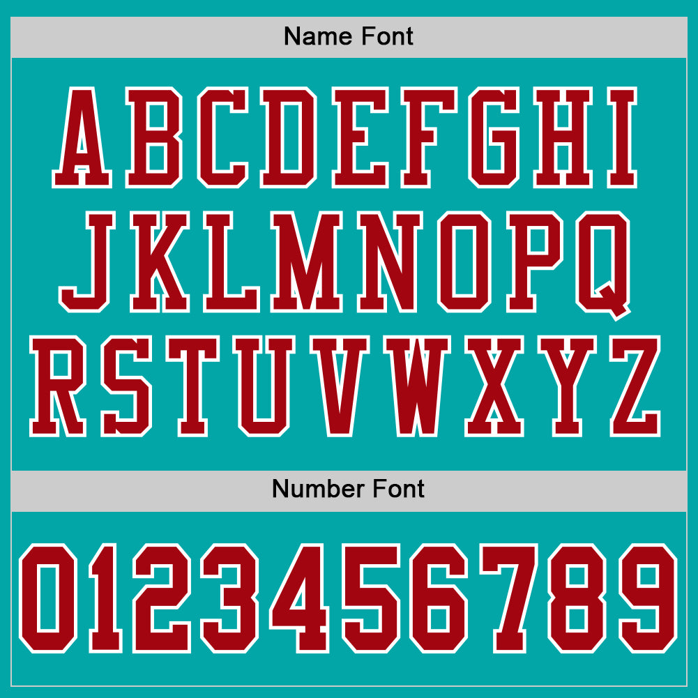 Custom Aqua Red-White Mesh Authentic Football Jersey view 4