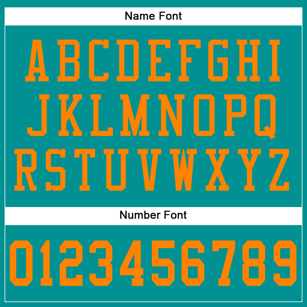 Custom Aqua Bay Orange Mesh Authentic Football Jersey view 4