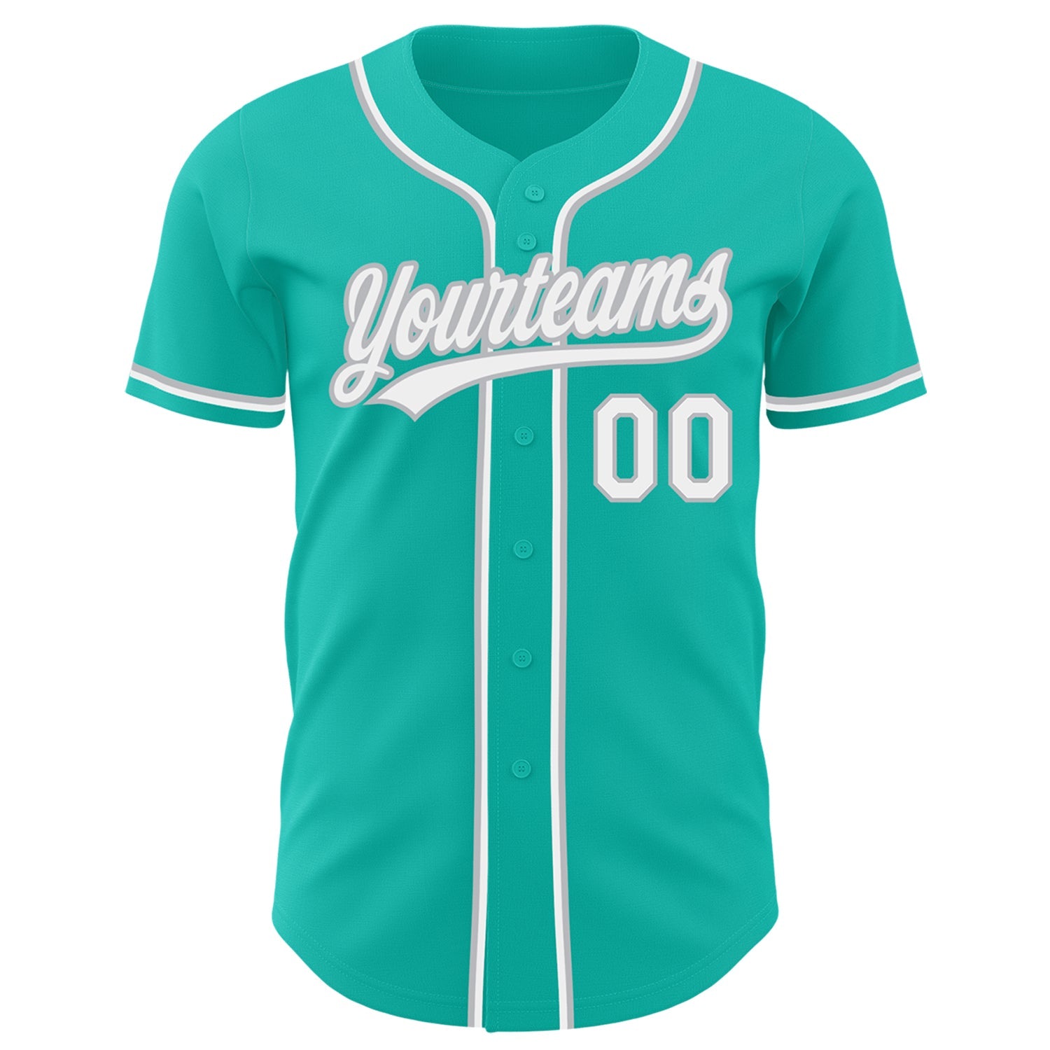 Custom Aqua White-Gray Authentic Baseball Jersey view 2