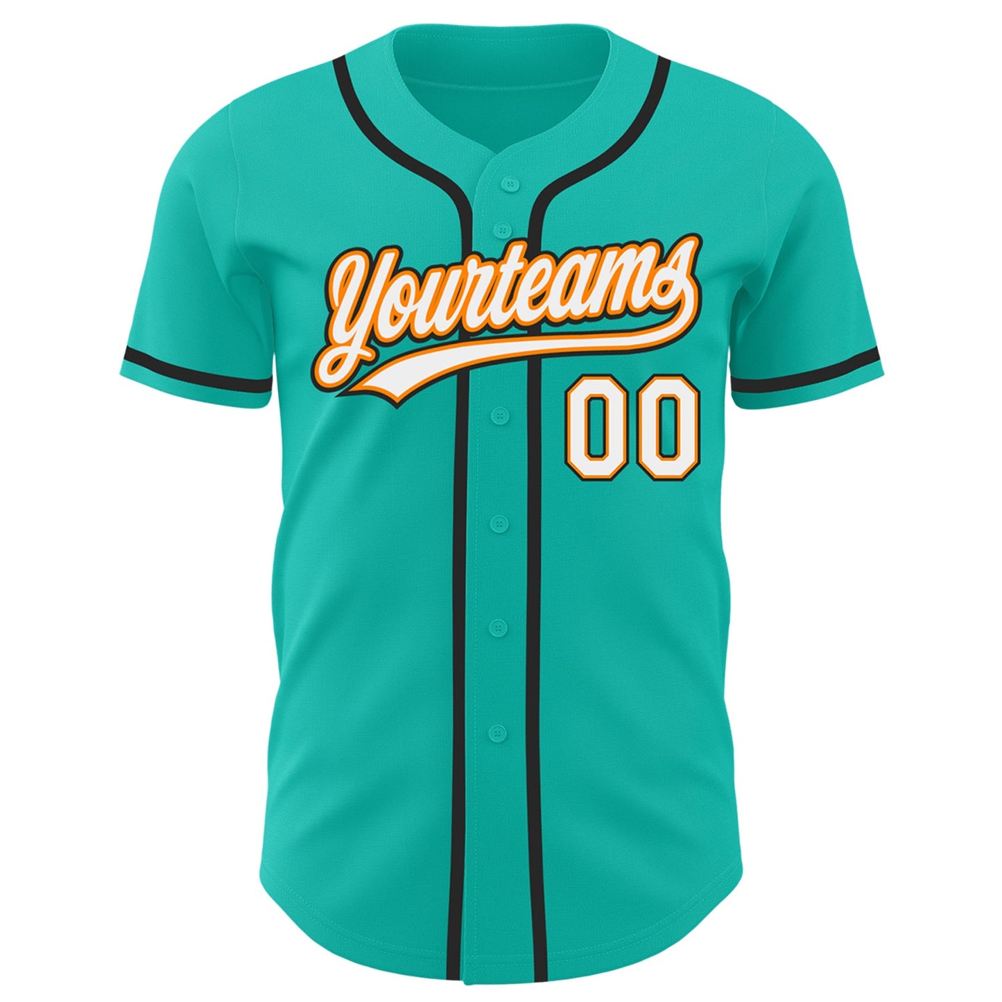 Custom Aqua White Bay Orange-Black Authentic Baseball Jersey view 2