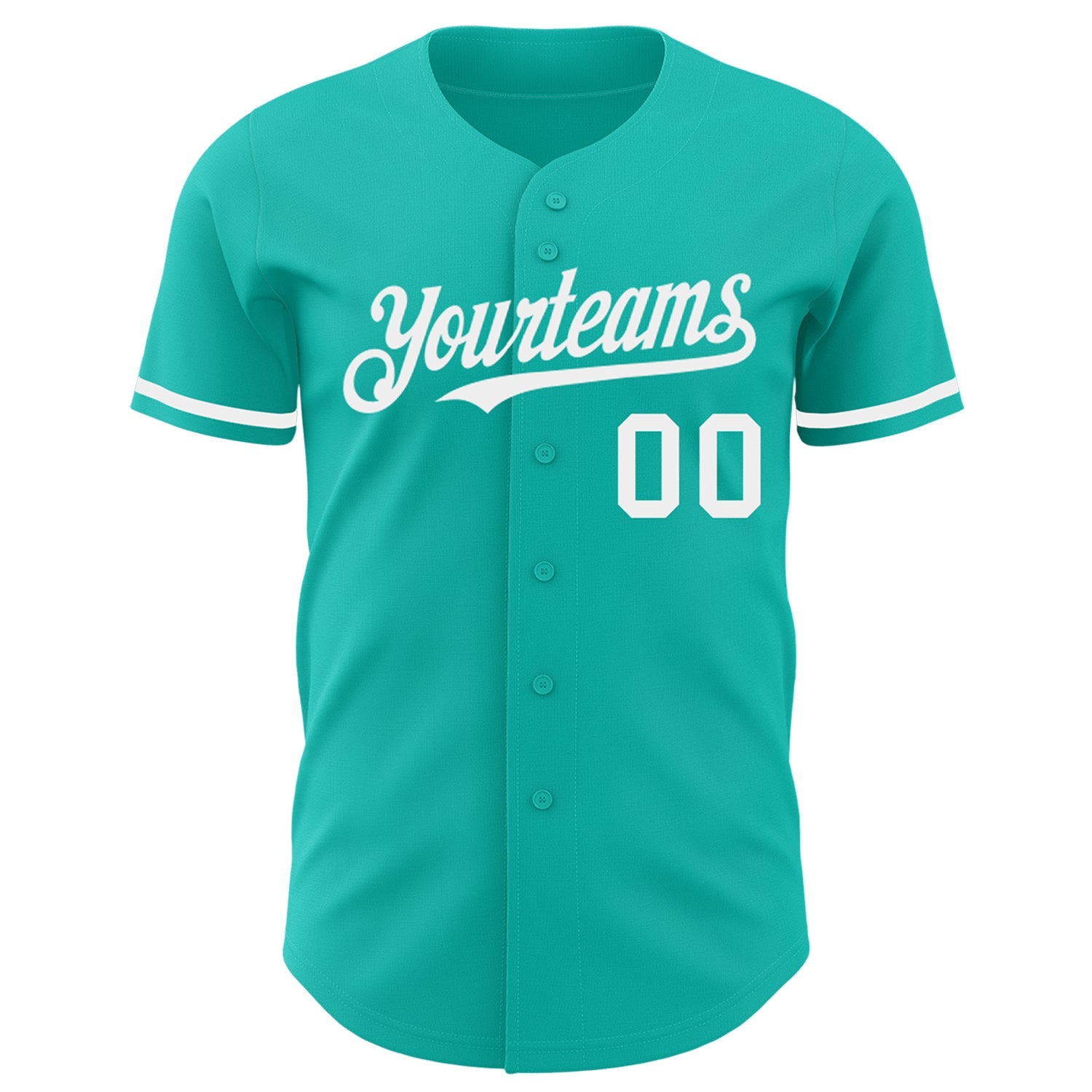 Custom Aqua White Authentic Baseball Jersey view 2