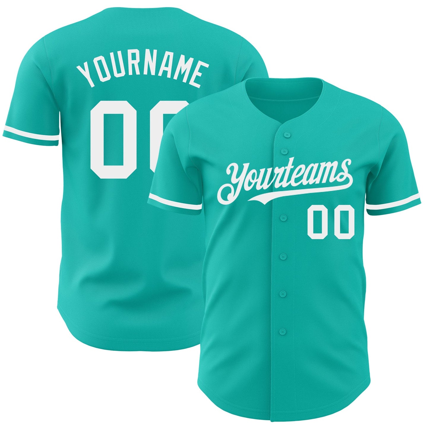 Custom Aqua White Authentic Baseball Jersey - Main View