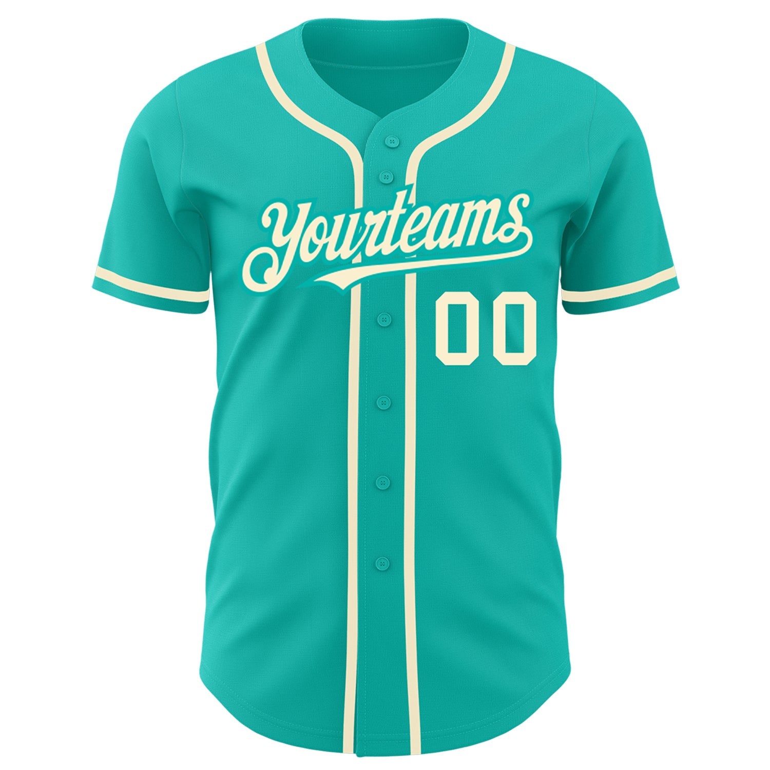 Custom Aqua Cream Authentic Baseball Jersey view 2