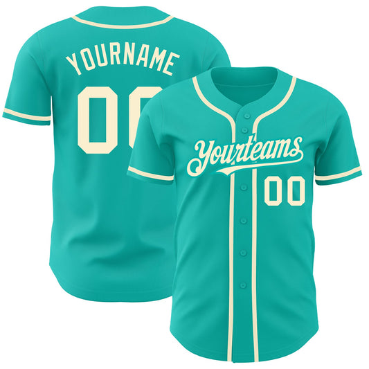 Custom Aqua Cream Authentic Baseball Jersey - Main View