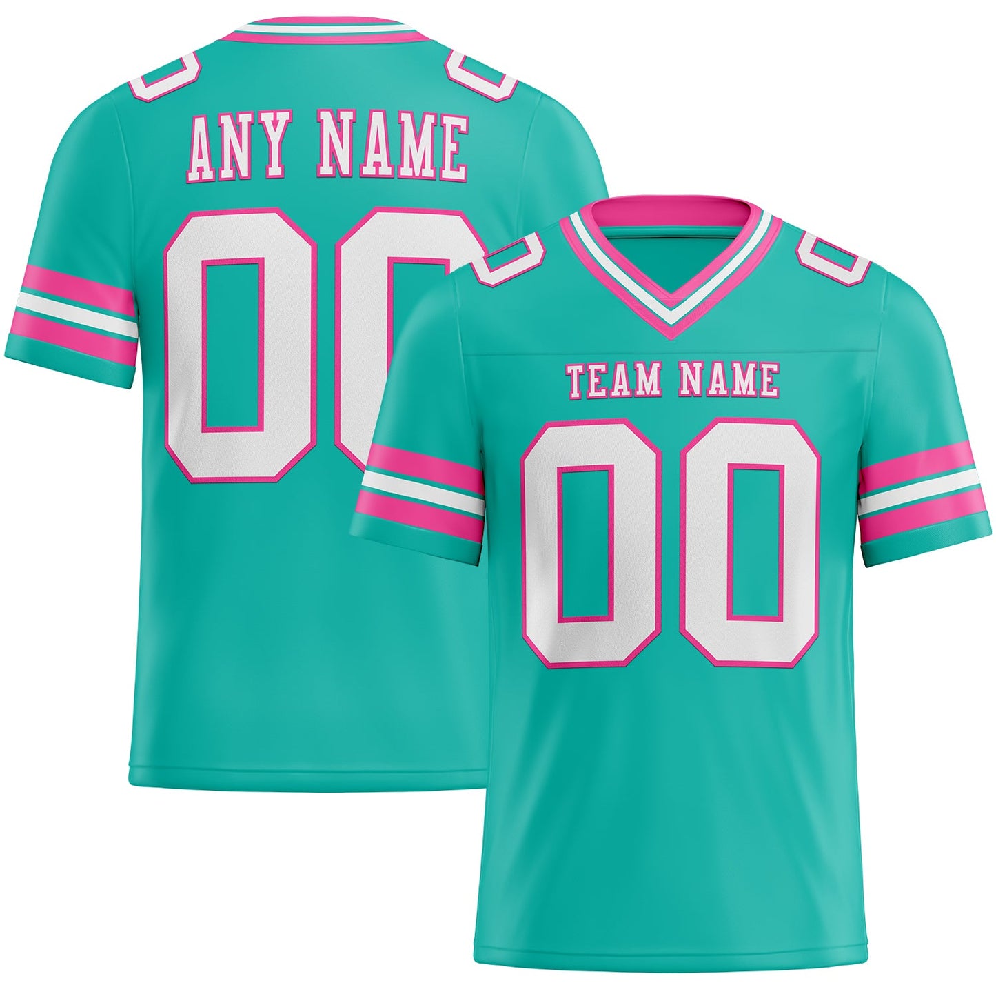 Custom Aqua White-Pink Authentic Football Jersey - Main View