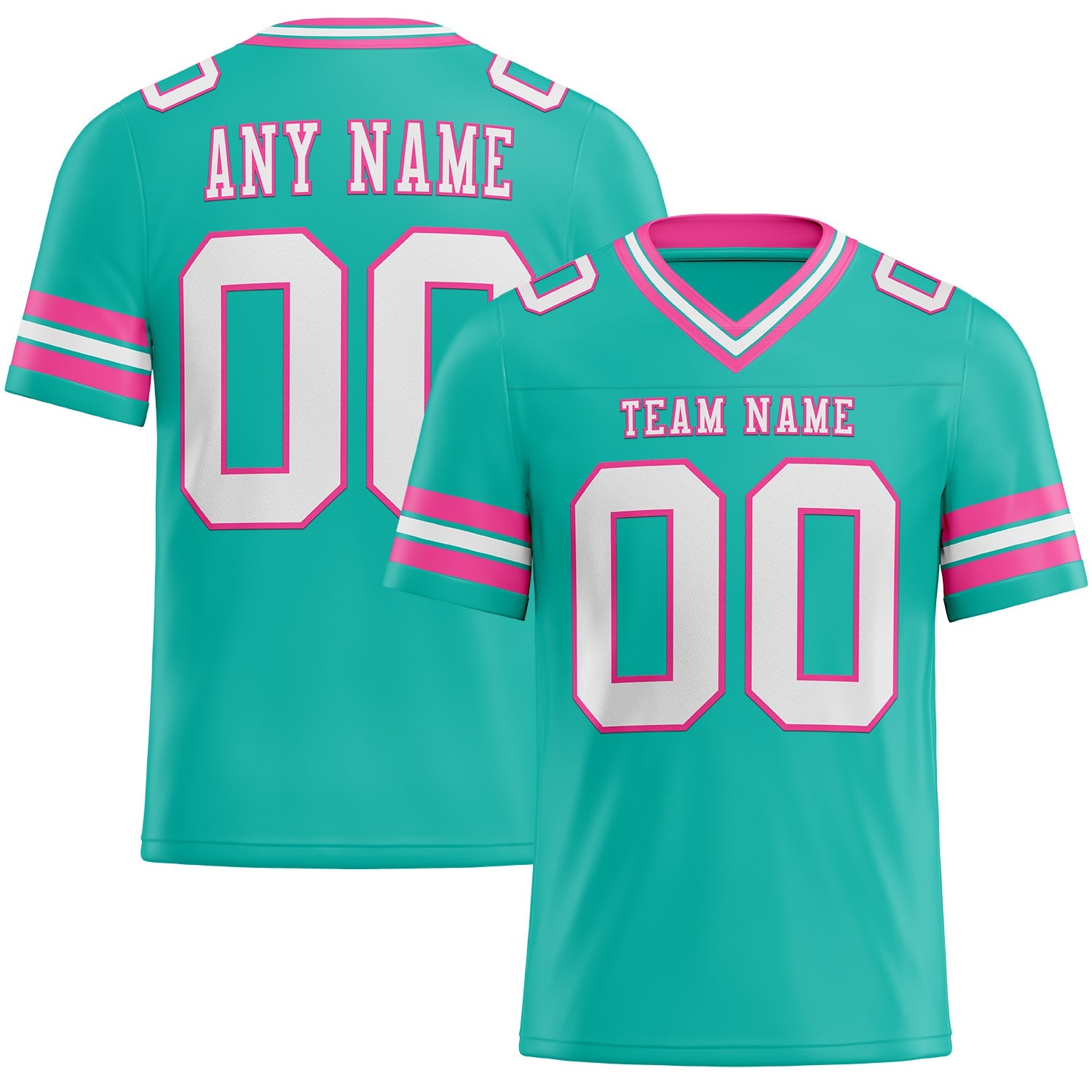 Custom Aqua White-Pink Authentic Football Jersey - Main View