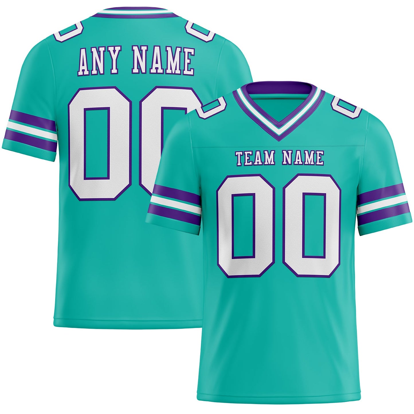 Custom Aqua White-Purple Authentic Football Jersey - Main View