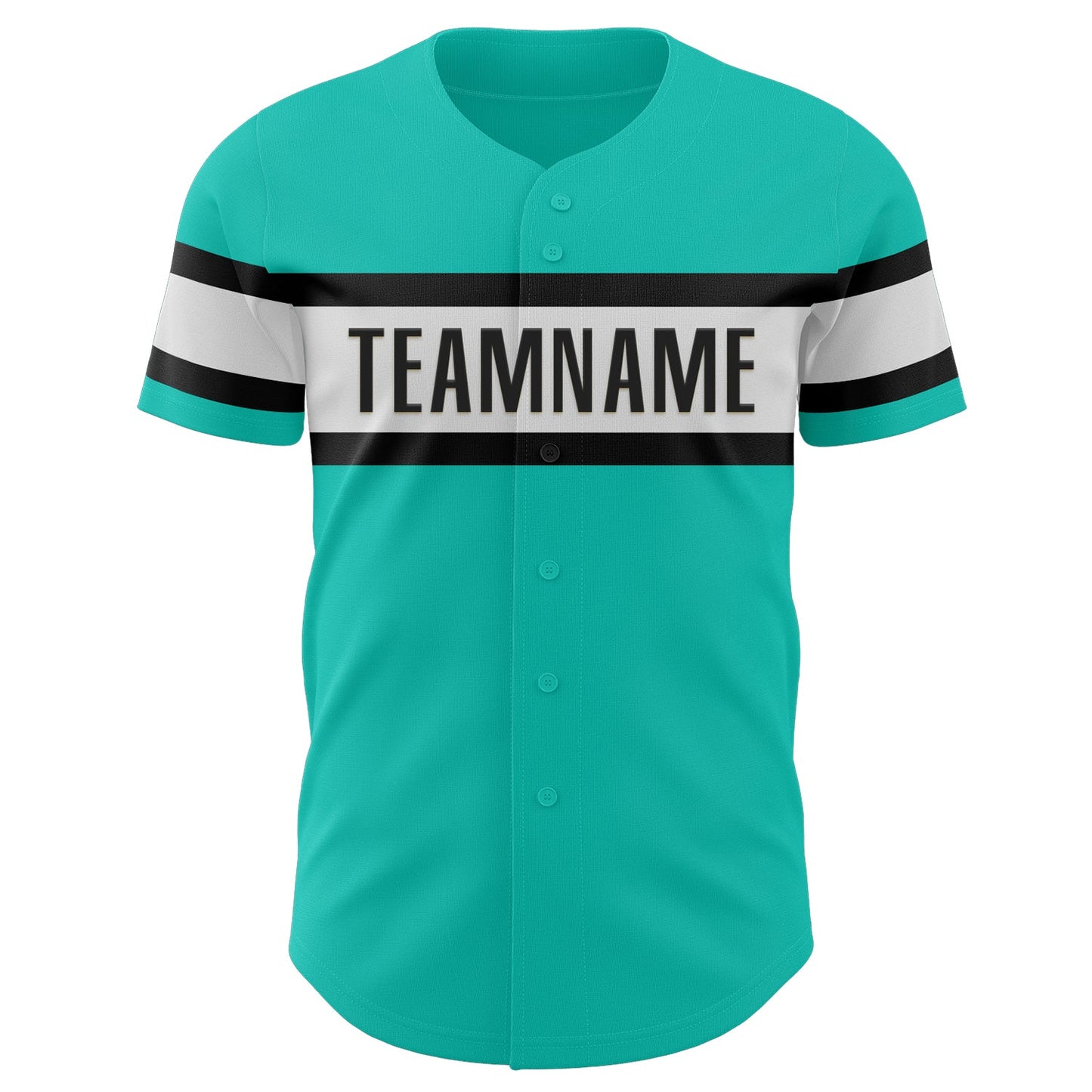Custom Aqua White-Black Authentic Baseball Jersey view 2