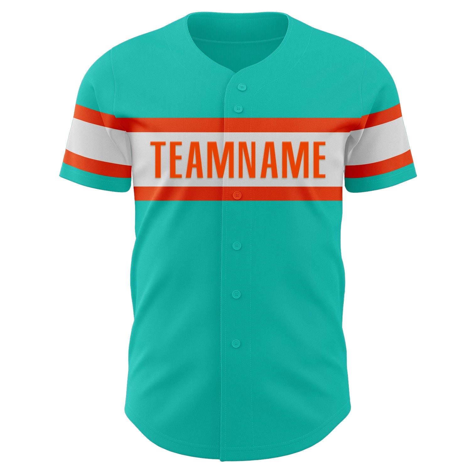 Custom Aqua White-Orange Authentic Baseball Jersey view 2