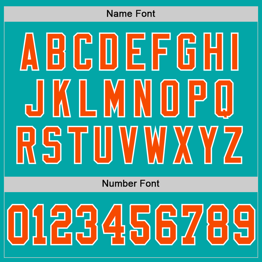 Custom Aqua Orange-White Mesh Authentic Throwback Football Jersey view 4