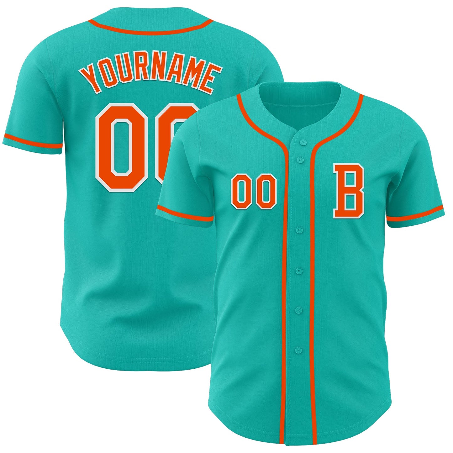 Custom Aqua Orange-White Authentic Baseball Jersey - Main View