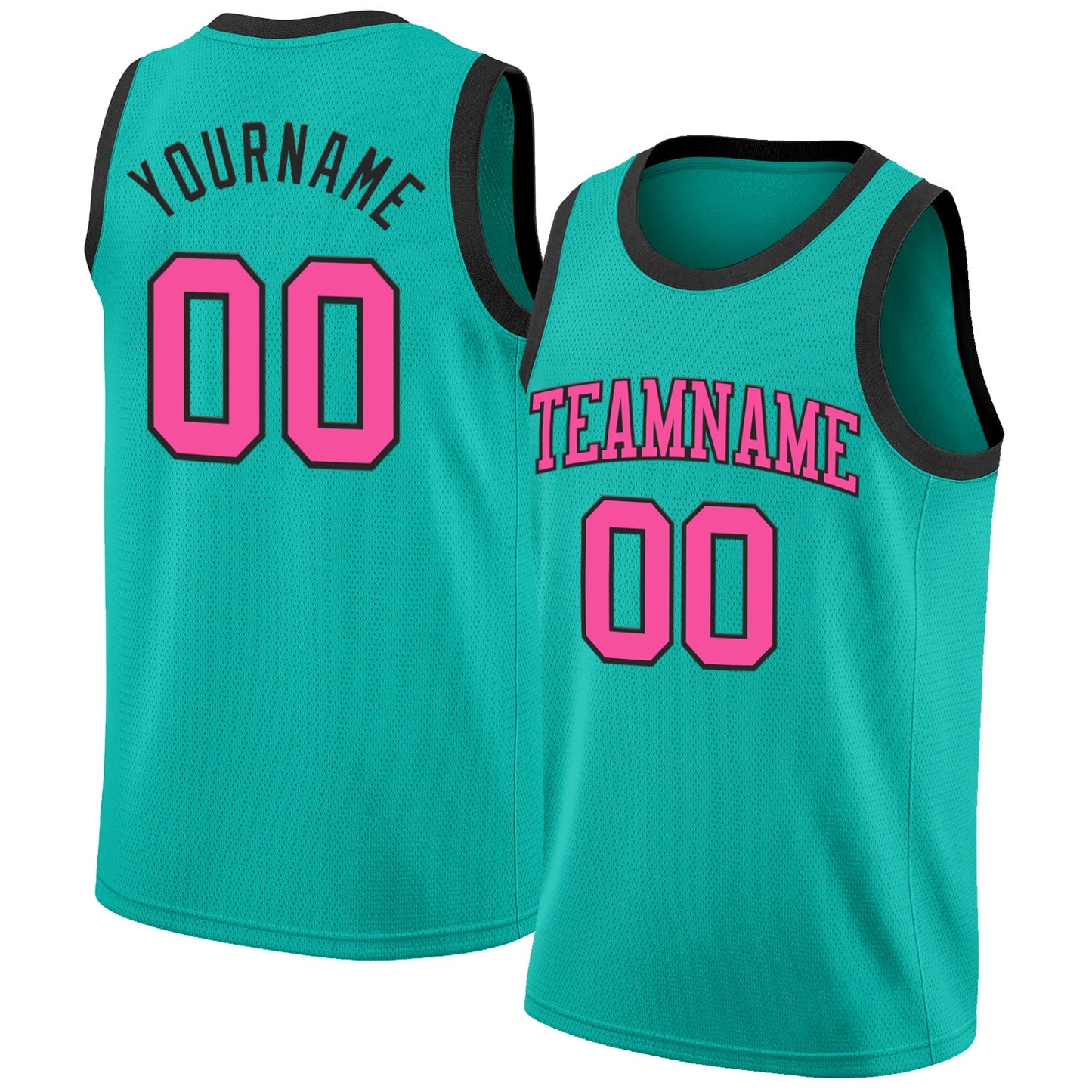 Custom Aqua Pink-Black Authentic Basketball Jersey - Main View