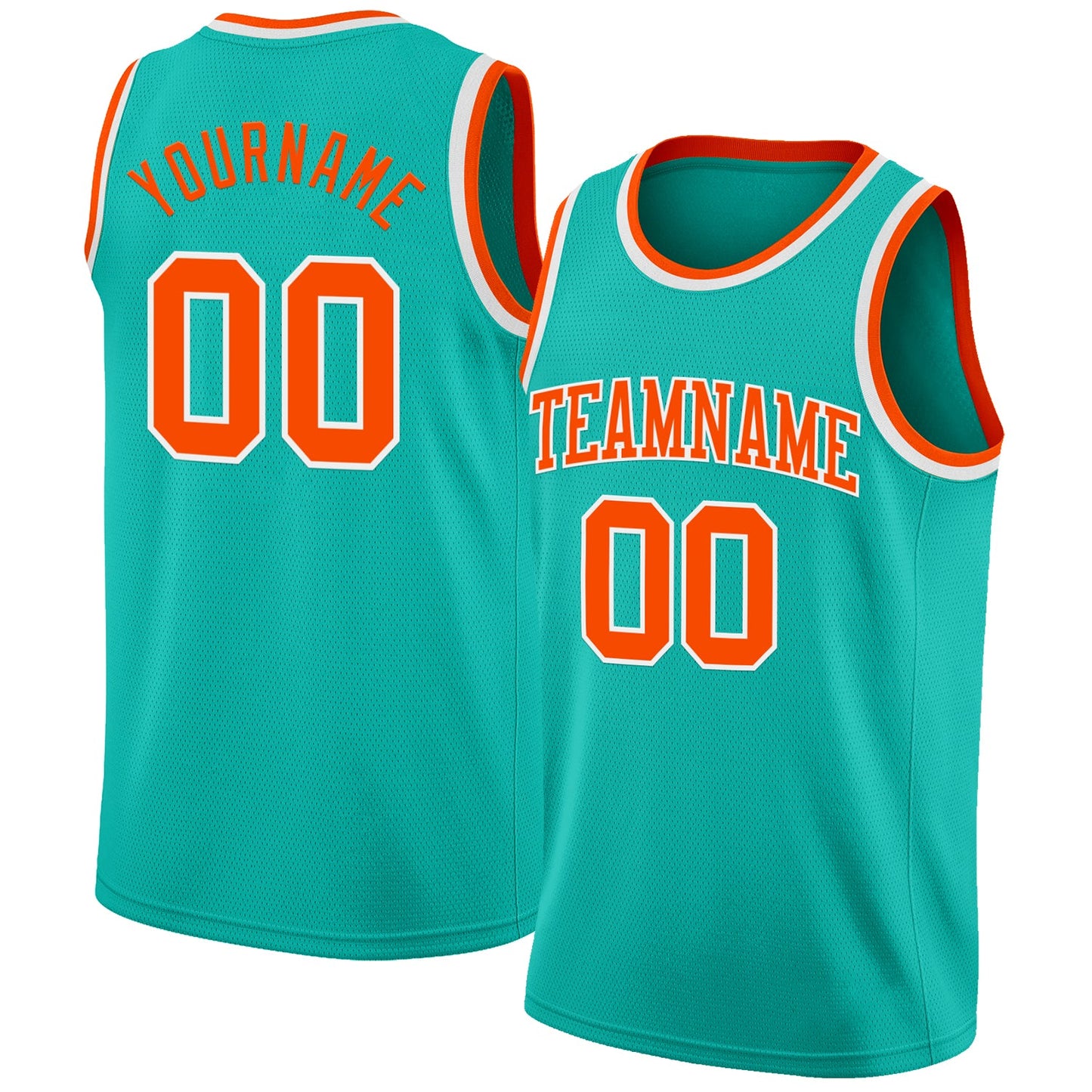 Custom Aqua Orange-White Authentic Basketball Jersey - Main View