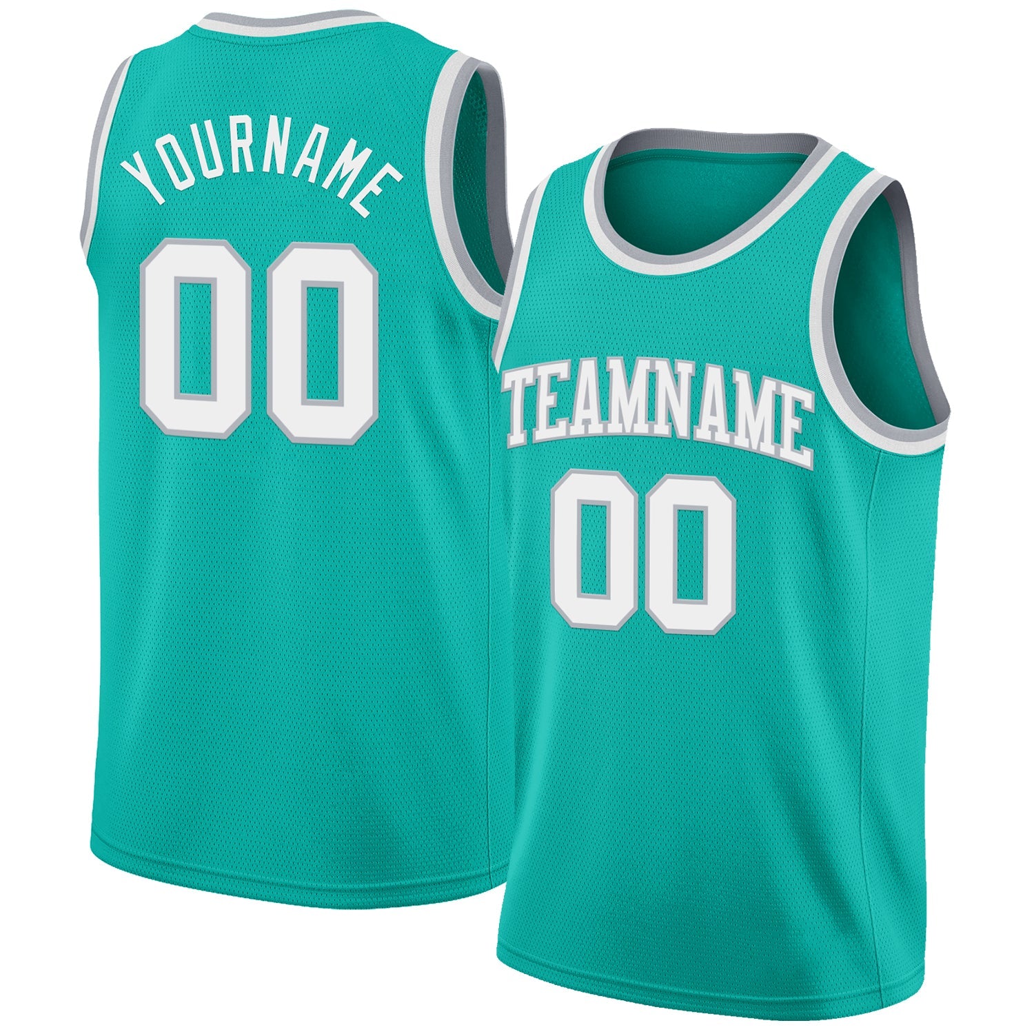 Custom Aqua White-Gray Authentic Basketball Jersey - Main View