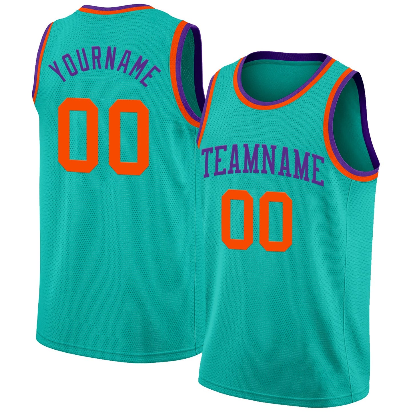 Custom Aqua Orange-Purple Authentic Basketball Jersey - Main View